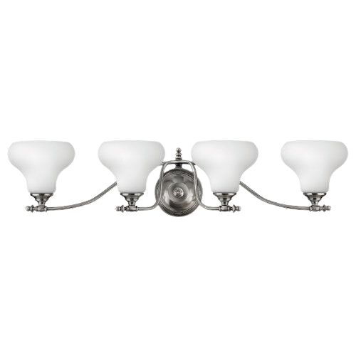 Hinkley Addison 5864PL four-light Polished Antique Nickel vanity light with etched opal glass