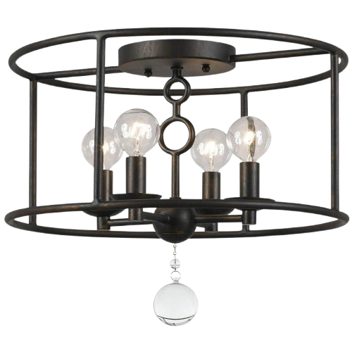Crystorama Lighting 9267-Eb Cameron Industrial 4-Light Ceiling Mount – Wrought Iron, 15″ Wide