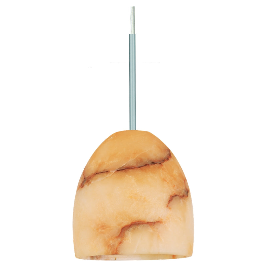 Ambiance 94760-698 pendant shade with warm alabaster veining and an Antique Brushed Nickel stem