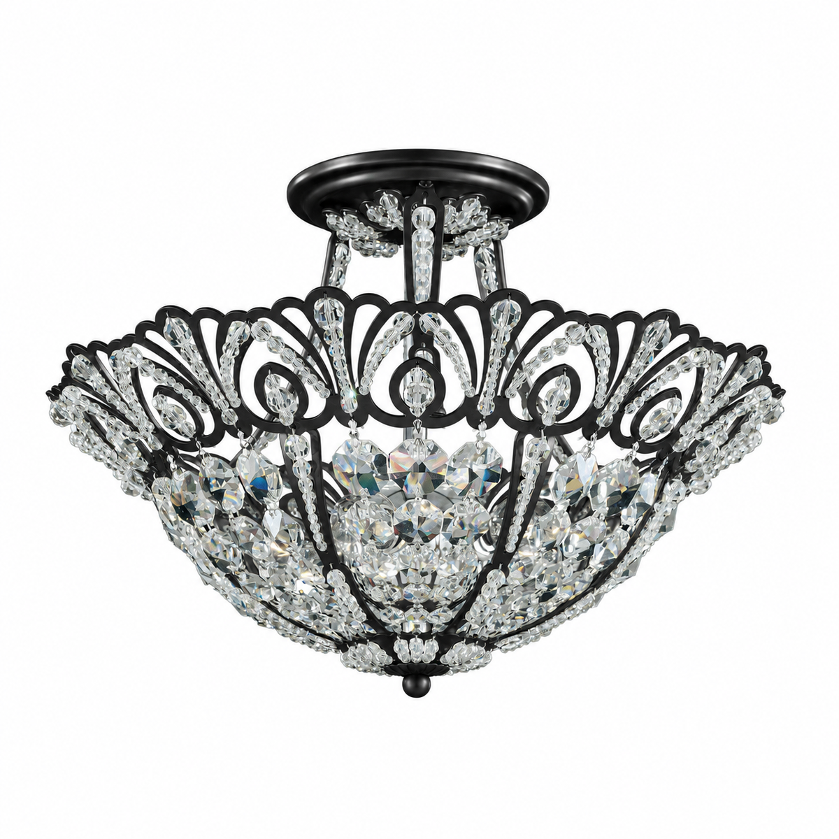 Schonbek Tiara 5-Light Spectra Crystal Semi-Flush Mount in Jet Black