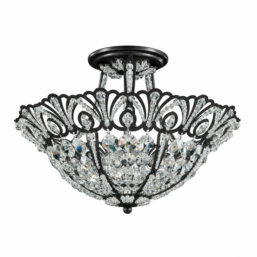 Schonbek Tiara 5-Light Spectra Crystal Semi-Flush Mount in Jet Black