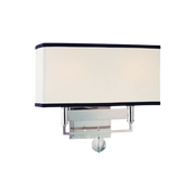 Hudson Valley Gresham Park 5642-PN sconce with a rectangular pale shade, dark trim and clear hanging accent