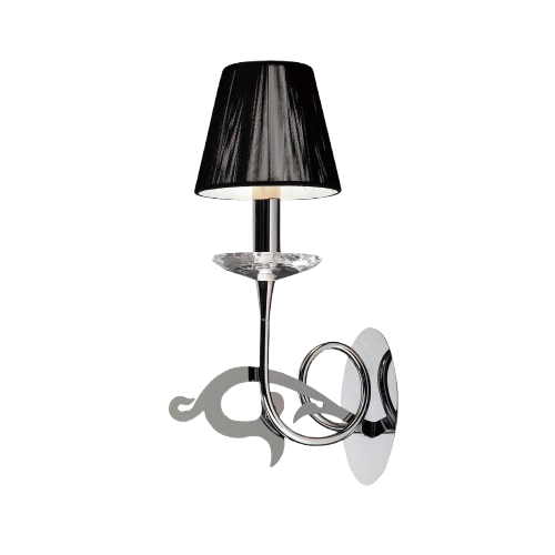 Acanto 1-Light Switched Wall Lamp E14 – Polished Chrome with Black Shade