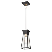 Artcraft Lucian black angular cage pendant with a brass stem