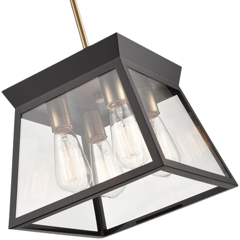 Lucian 12″ Led Chandelier Ceiling Light – Black & Brushed Brass