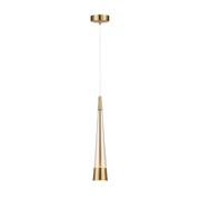 Sunnyvale AC6821BR pendant with a slender clear taper and warm metallic bands