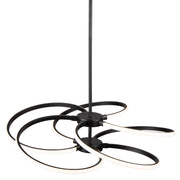 Oblique view of Artcraft Equinox AC7688BK curved black arms around two central hubs