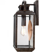 Quoizel Byron BRN8410IB wall lantern, side view showing bracket and clear glazing