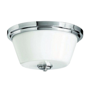 Hinkley Avon 2-light 15-inch flush mount ceiling light in chrome with a low-profile rounded shade