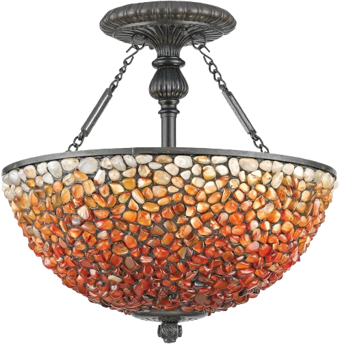 Quoizel Pomez 2-Light Semi-Flush Mount With Genuine Agate Stone Shade