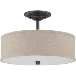 Minka-Lavery Cloverdale 17" 3-Light Semi-Flush Mount Ceiling Light In Mottled Cocoa