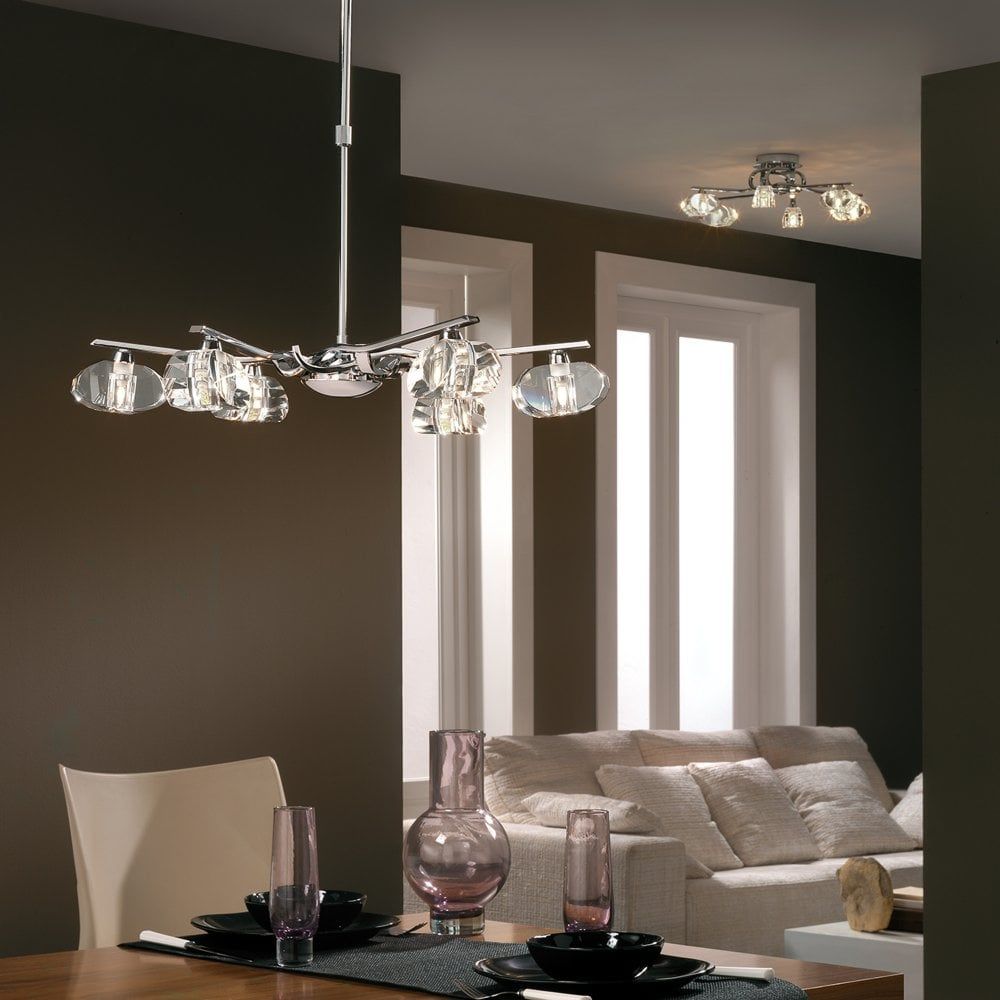 Mantra Alfa 6-Light Semi-Flush Convertible Ceiling Light – Polished Chrome