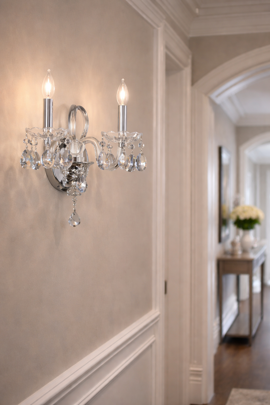 Bohemian Katerina 2-Light Traditional Wall Sconce In Chrome With Imperial Crystal