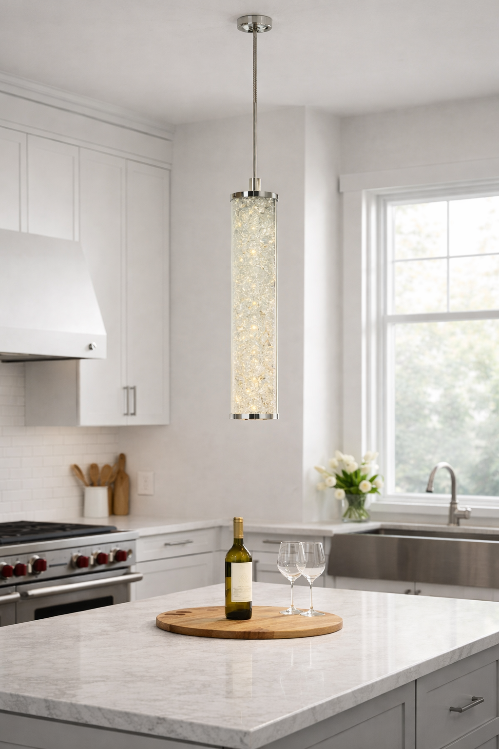 Stone Lighting Jazz Crystal Clear LED Pendant Light, 2.8W 3000K Warm White, 12VDC Monopoint, Modern Accent Lighting (PD223CRPCLEDM)