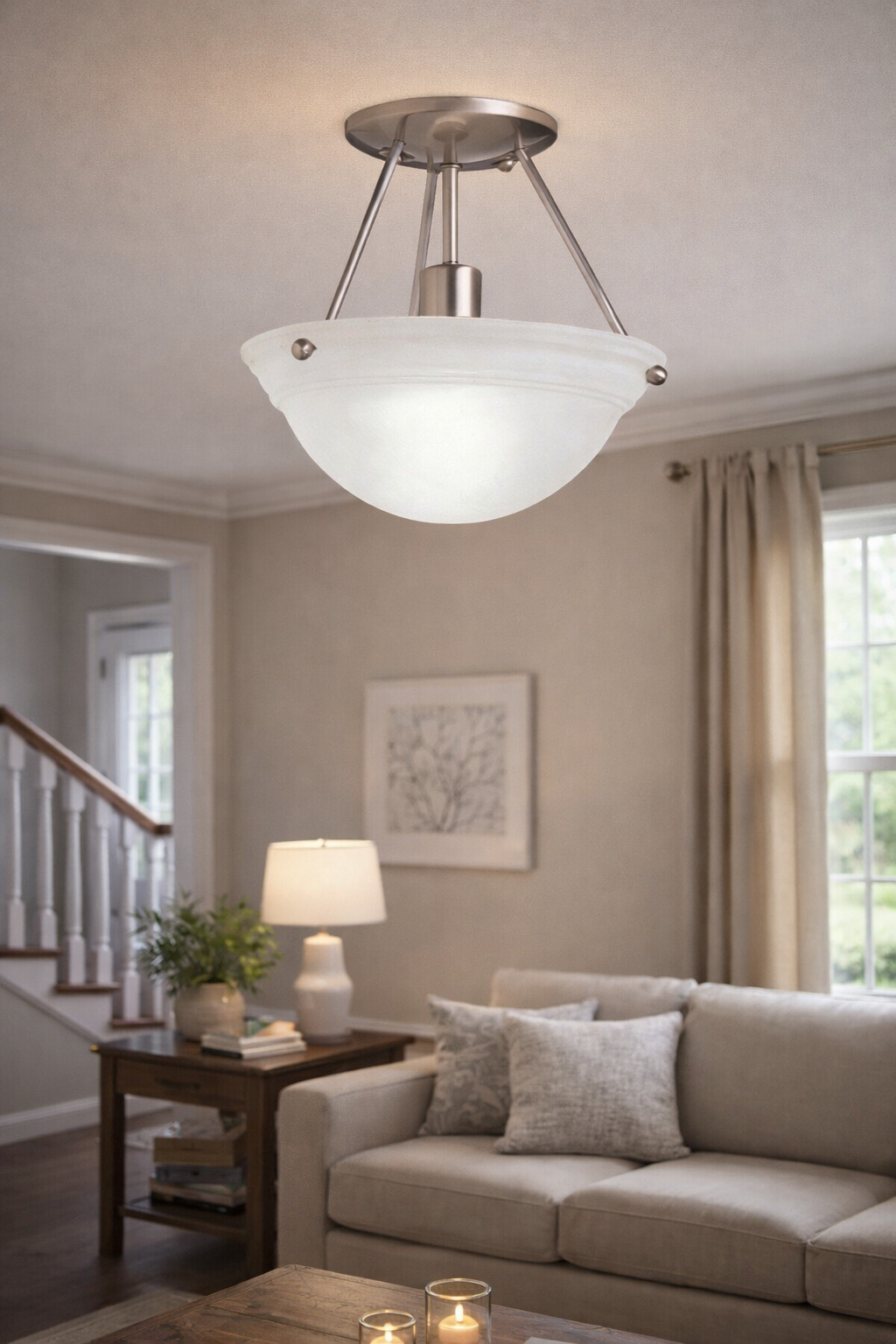 Kichler Cove Molding Top Glass 1-Light Semi-Flush Mount Ceiling Light