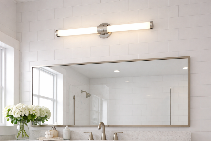 Remi Led 33-Inch Chrome Vertical Bathroom Vanity Wall Light