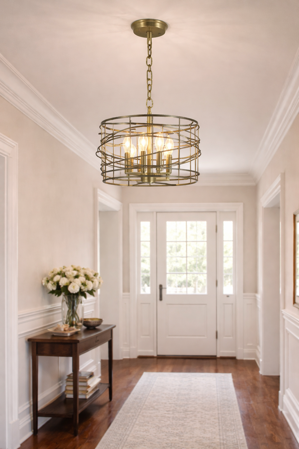 Framburg Boca 4-Light Flush Mini Chandelier In Brushed Nickel & Matte Black