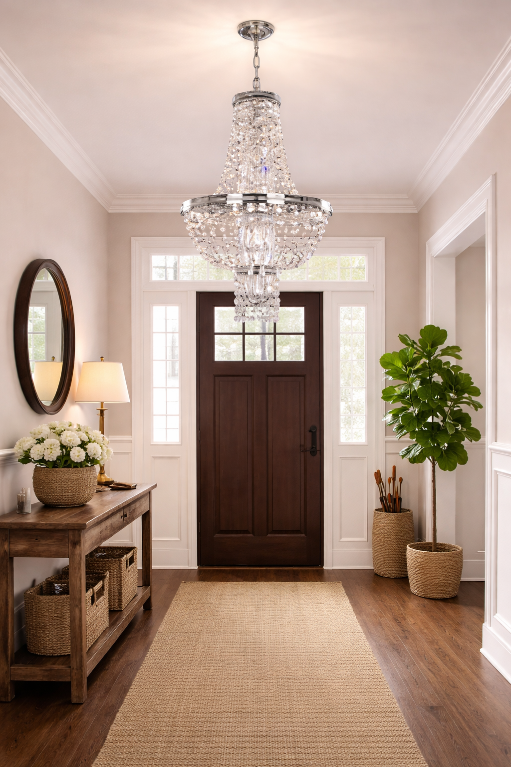 Capri 18-Inch 4-Light Chrome Pendant Ceiling Light with Glass Accents