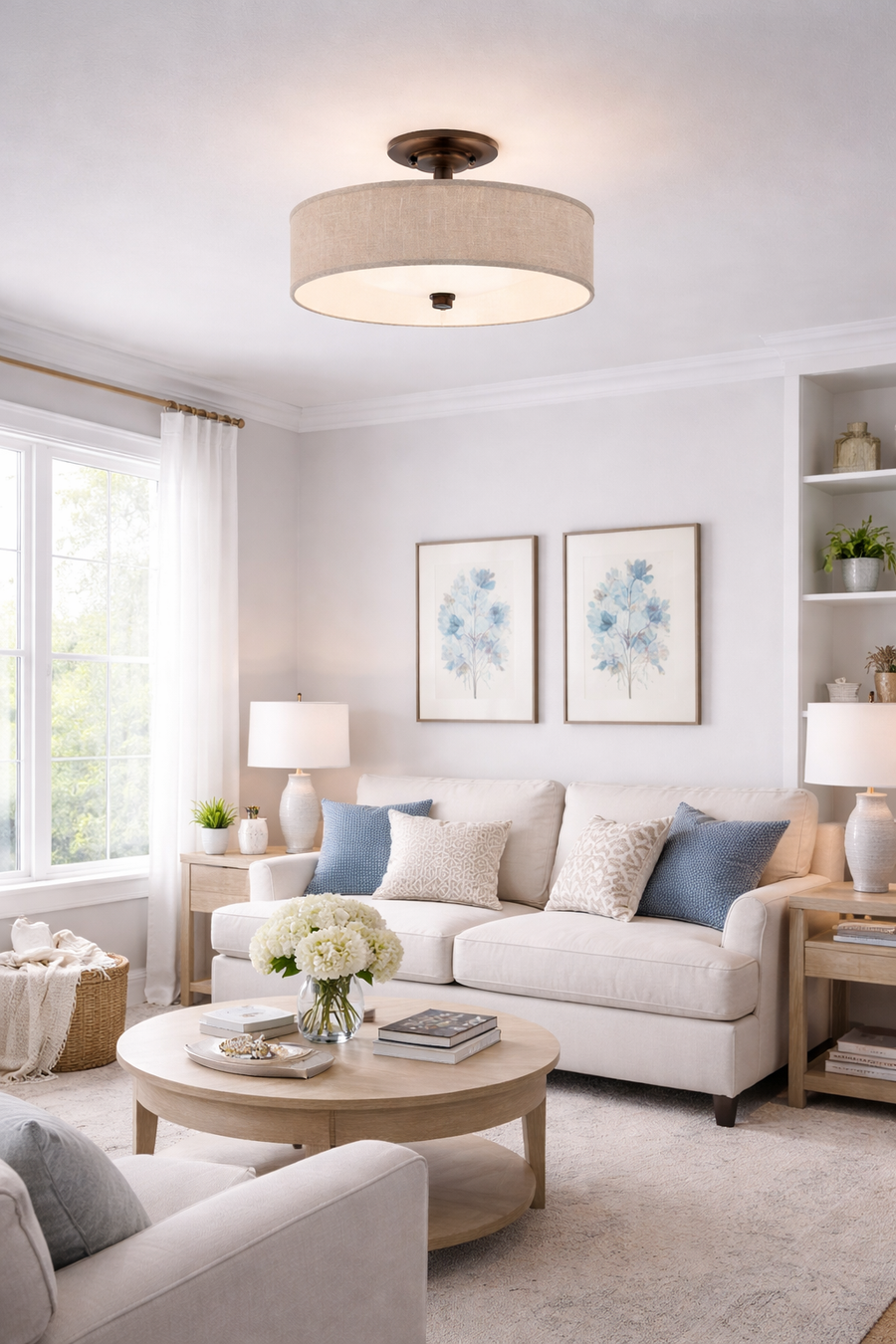 Minka-Lavery Cloverdale 17" 3-Light Semi-Flush Mount Ceiling Light In Mottled Cocoa