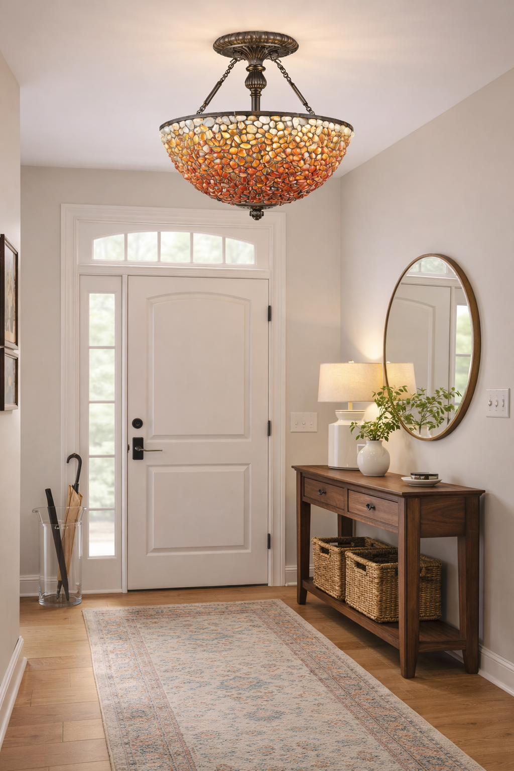 Quoizel Pomez 2-Light Semi-Flush Mount With Genuine Agate Stone Shade