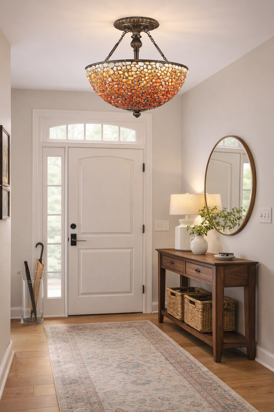 Quoizel Pomez 2-Light Semi-Flush Mount With Genuine Agate Stone Shade