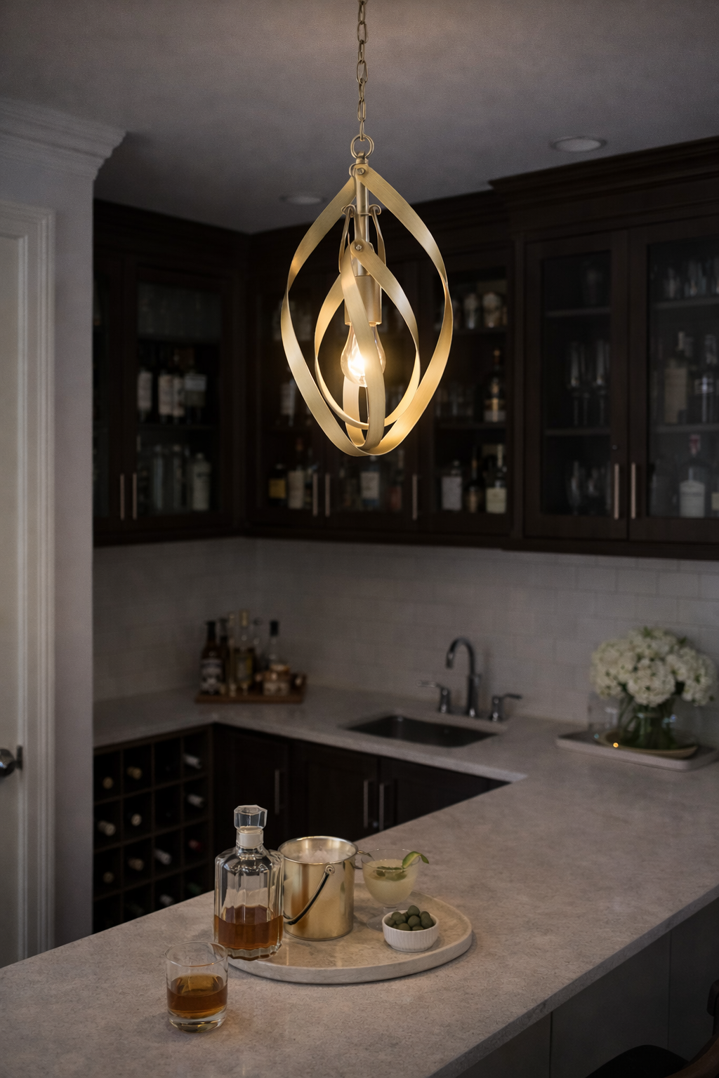Golden Lighting Nicolette Collection 1-Light White Gold Pendant
