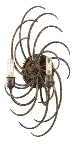 Troy Revolution 2-Light Wall Sconce – Hand-Worked Iron, Revolution Bronze