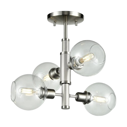 DVI Lighting Ocean Drive 4-Light Semi-Flush Mount - Clear Glass Globes