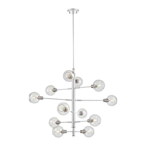 DVI Lighting Ocean Drive 12-Light Foyer Chandelier - Polished Chrome & Graphite