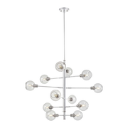 DVP20849 12-light chrome and graphite chandelier on a plain background