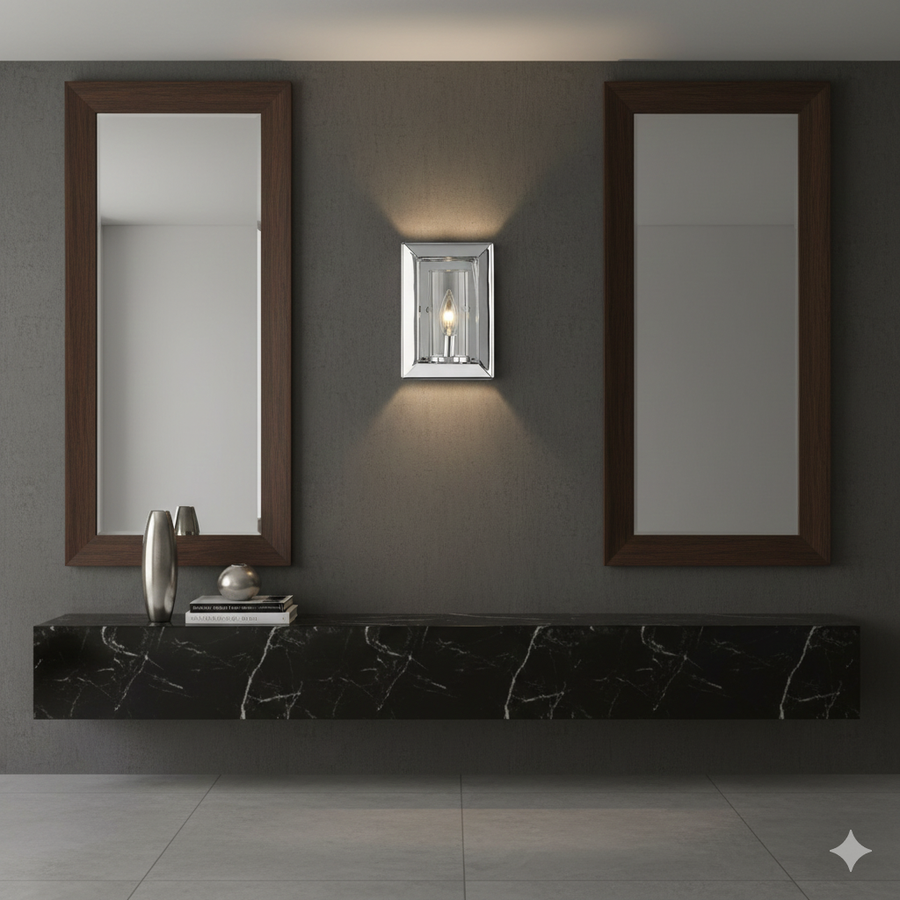 Golden Lighting Smyth 1-Light Wall Sconce In Chrome With Clear Glass, Modern Cage Wall Light - 2074-1W Ch-Clr