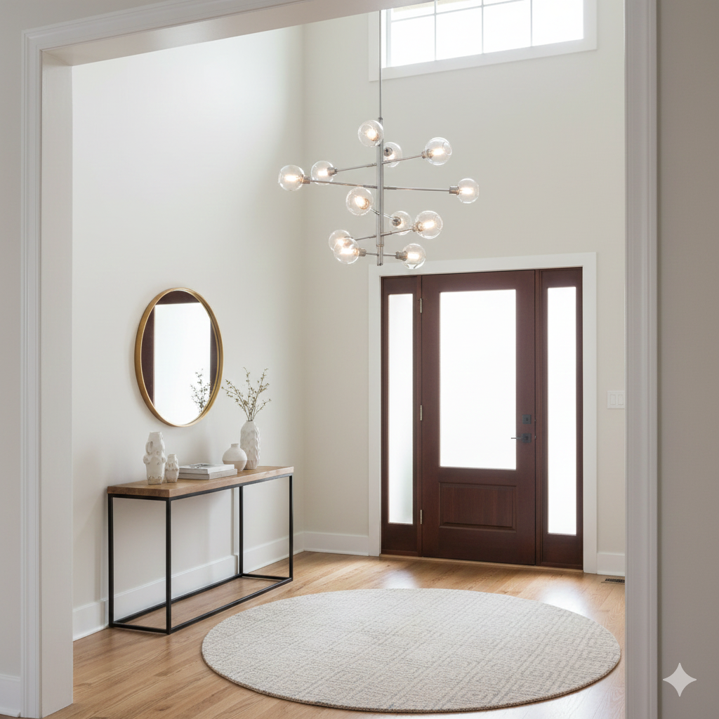 DVI Lighting Ocean Drive 12-Light Foyer Chandelier - Polished Chrome & Graphite