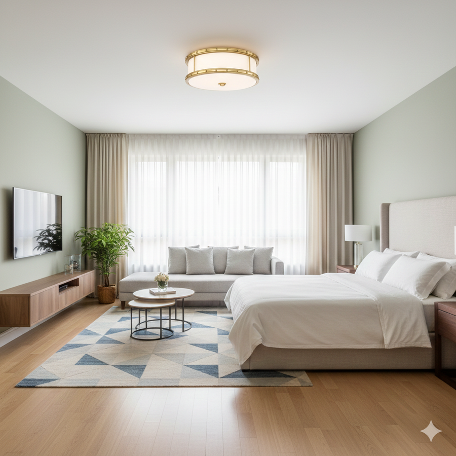 15.5-Inch Led Flush Mount Ceiling Light - Modern Decorative Round Light Fixture, Liberty Gold