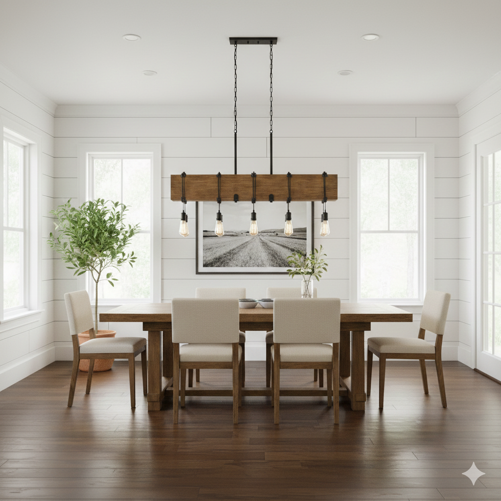 DVI Timber Lodge 4-Light Linear Suspension - Modern Rustic Kitchen Island Light, DVP42404