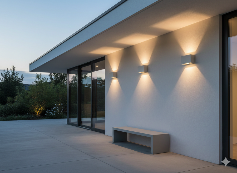 Atlantis Led Outdoor Wall Lantern, 6 Inch Titanium Finish, Modern Down Light For Exterior Walls