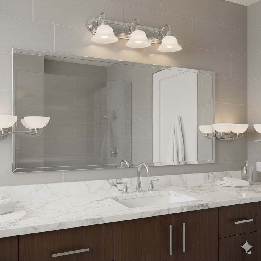 Millbridge Satin Nickel Dimmable 3-Light Bathroom Vanity Light