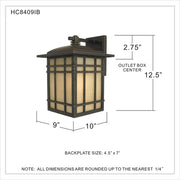 Quoizel Hillcrest Medium Outdoor Wall Lantern, Fluorescent/Photocell Version (HC8409IBFL) - SKU HC8409IBFL - image 2