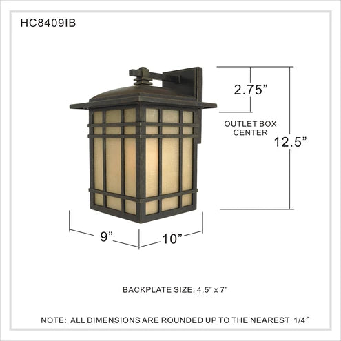 Quoizel Hillcrest Medium Outdoor Wall Lantern, Fluorescent/Photocell Version (HC8409IBFL) - SKU HC8409IBFL - image 2