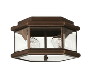 Hinkley Clifton Park 2-light outdoor flush mount ceiling fixture with lantern-inspired frame