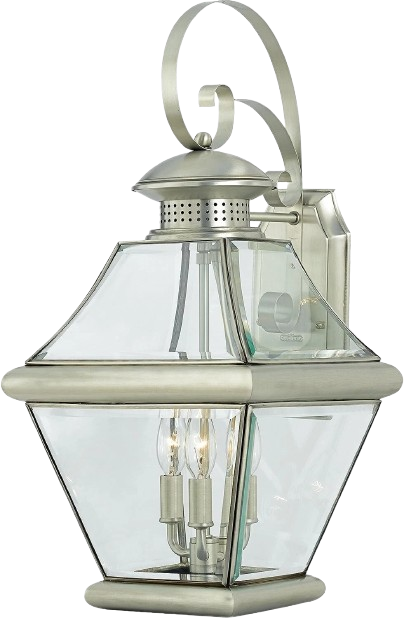 Quoizel Rutledge Mission Style 3-Light Outdoor Wall Lanterns – Pewter Finish