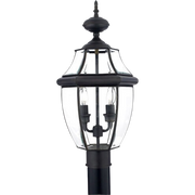 Quoizel Newbury NY9042Z post lantern in Medici Bronze with clear curved panels and two candle lights