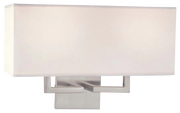 George Kovacs P-472-084 wall sconce with a white rectangular shade and intersecting nickel arms