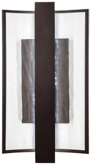 George Kovacs Sidelight P1207-615B-L wall light with bowed clear glass and a broad bronze central strip