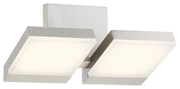 Two-panel light with pale rectangular faces, silvery supports and a central mounting plate