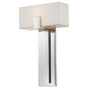 George Kovacs P1704-613 sconce with broad white rectangular glass and a long polished nickel backplate