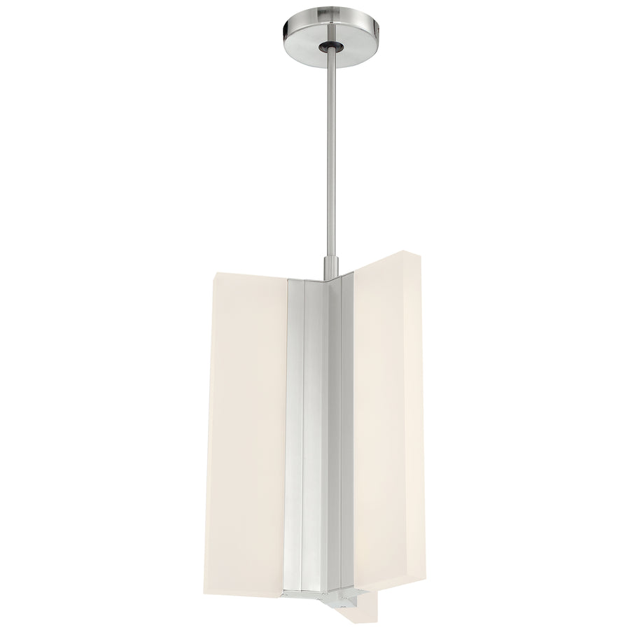 George Kovacs Skinny nickel pendant with vertical frosted diffuser panels and a slim suspension stem