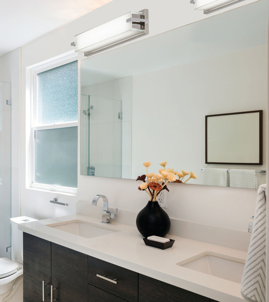 Cubism Modern Led Linear Bathroom Vanity Light - 30" Integrated Led Wall Sconce, Chrome