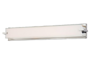 George Kovacs Cubism vanity light with a white panel and layered chrome end brackets