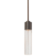 George Kovacs Light Rain P971-647 pendant with a seeded clear-glass tube and brown cylindrical cap