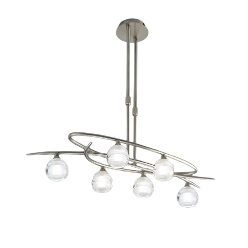 Modern Loop 6-Light Ceiling Pendant – Satin Nickel